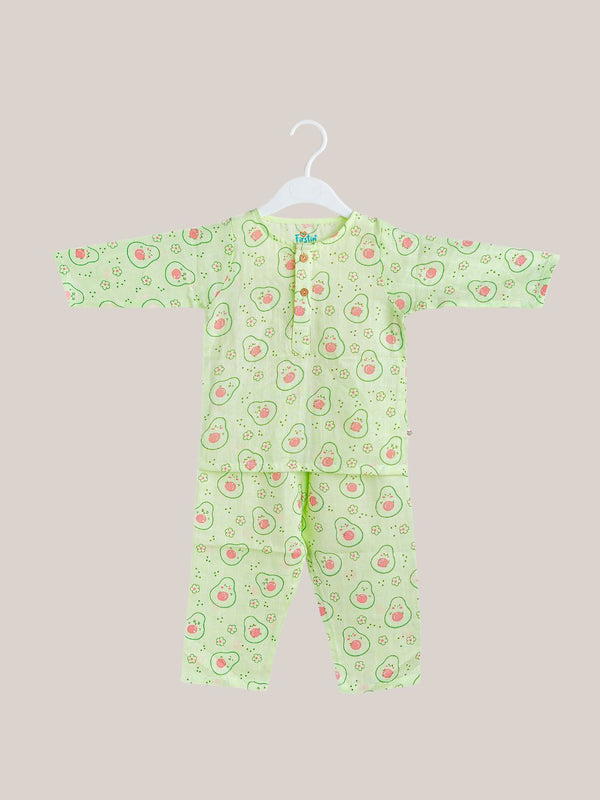 FIRSTIN Muslin Pyjamas Set - Fluo Green Avocado