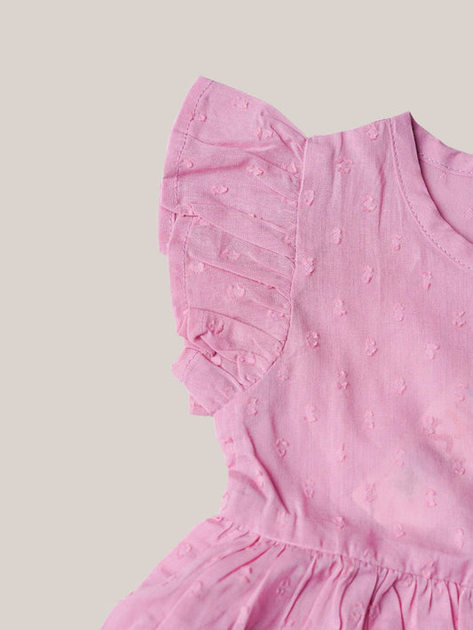 Swiss Dobby Half Sleeve Casual Frock - Fragarant Lilac