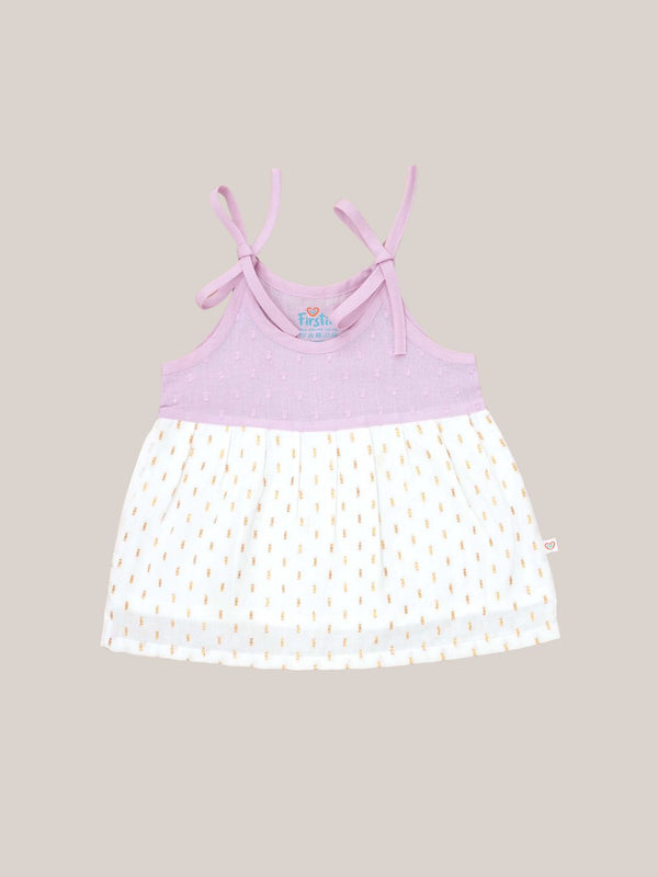 FIRSTIN Lurex Dobby Knotted Frock - Fragrant Lilac