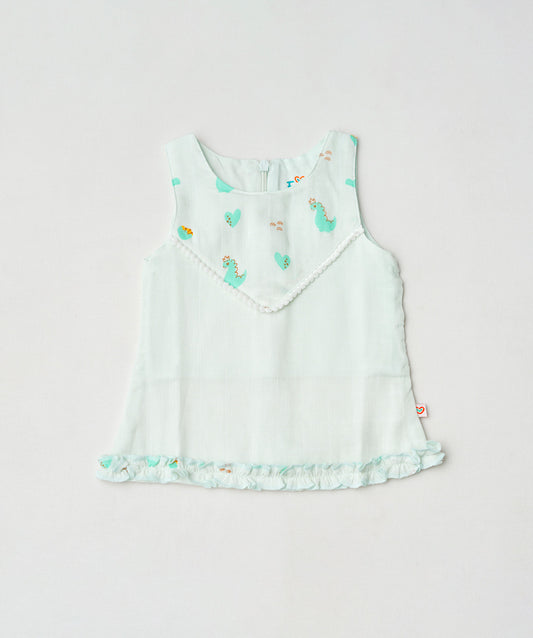 Muslin Boho Frock - Frost Dino Crown