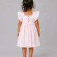 Muslin Seer Sucker Flutter Sleeve Frock - Lt Pink