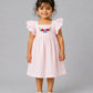 Muslin Seer Sucker Flutter Sleeve Frock - Lt Pink