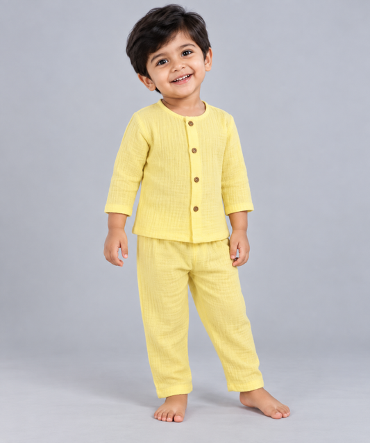 Muslin Bubble Crinkle Pyjamas Set (FO) - Crayola