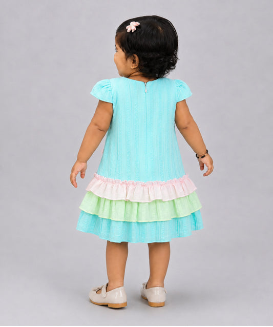 Seer Sucker Muslin Fusion Frock - Mint