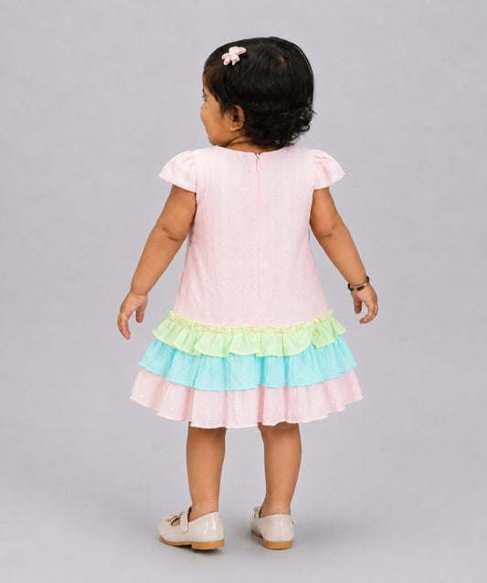 Seer Sucker Muslin Fusion Frock - Lt. Pink