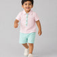 Muslin Seer Sucker Fusion Shirt-Shorts Set - Lt. Pink