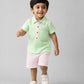 Muslin Seer Sucker Fusion Shirt-Shorts Set - Fluo Green