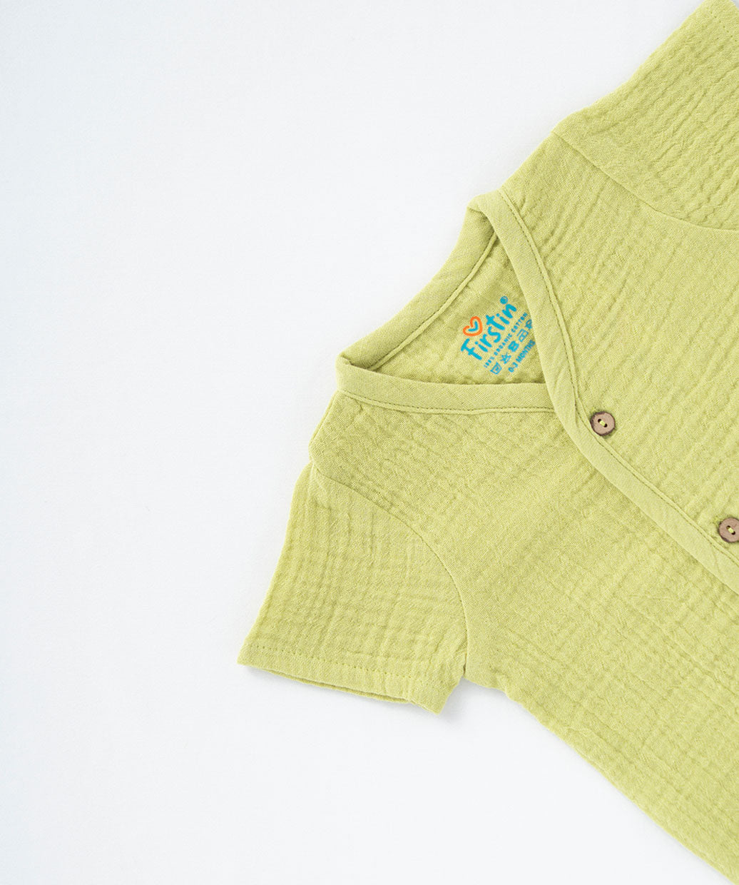 Muslin Bubble Crinkle Jabla-Shorts Set Half Sleeve - Palm Green