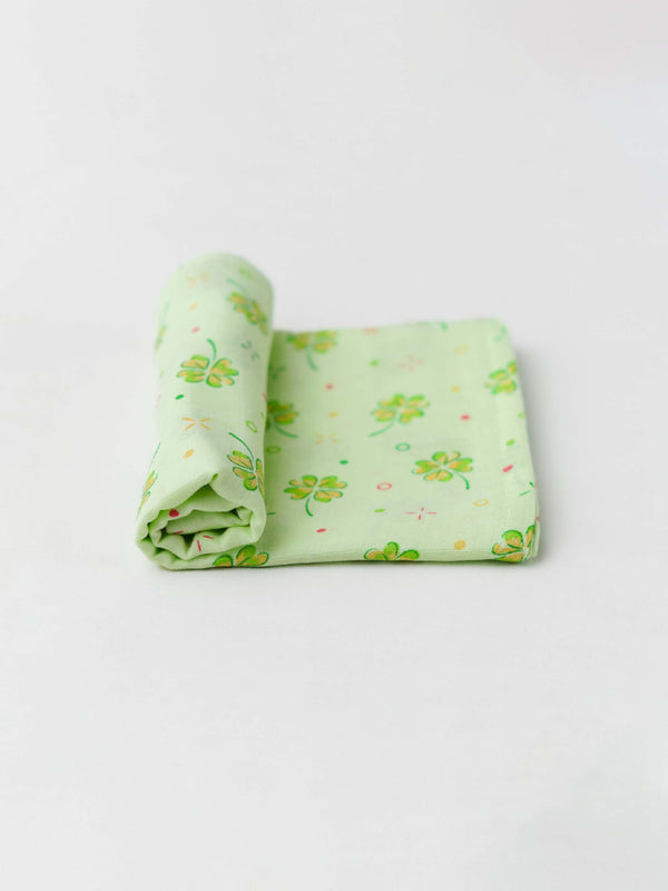 FIRSTIN Fluo Green Buttercup Muslin Towel - 70X70CM