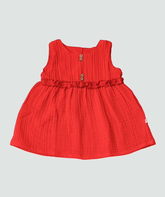 Muslin Bubble Crinkle Grace Frock - Carmine
