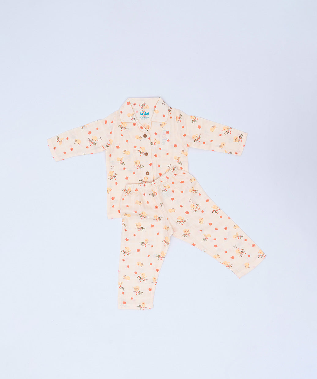 Muslin Night Suit - Vanilla Humming Bird