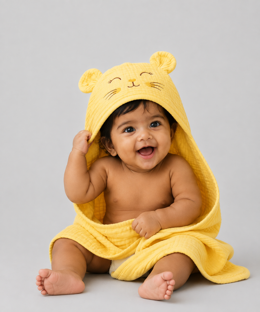 Muslin Bubble Crinkle Hooded Blanket - Crayola (Kitty)