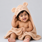 Muslin Bubble Crinkle Hooded Blanket - Breezy Beige (Kitty)
