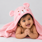 Muslin Bubble Crinkle Hooded Blanket - Flamingo Pink (Puppy)