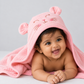Muslin Bubble Crinkle Hooded Blanket - Flamingo Pink (Kitty)