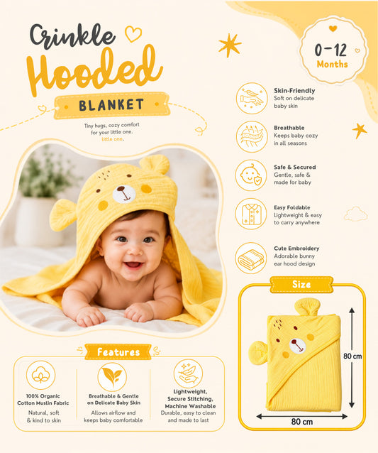 Muslin Bubble Crinkle Hooded Blanket - Crayola (Puppy)