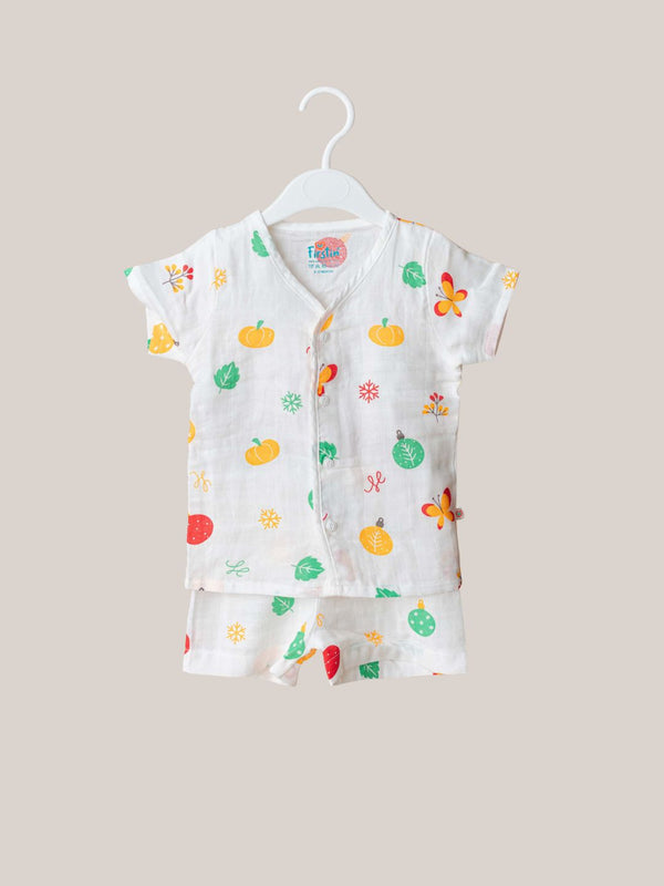 FIRSTIN Muslin Jabla-Shorts Half Sleeve - Snow Ball