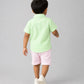 Muslin Seer Sucker Fusion Shirt-Shorts Set - Fluo Green