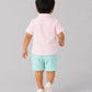 Muslin Seer Sucker Fusion Shirt-Shorts Set - Lt. Pink