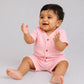 Muslin Bubble Crinkle Jabla-Shorts Set Half Sleeve - Flamingo Pink