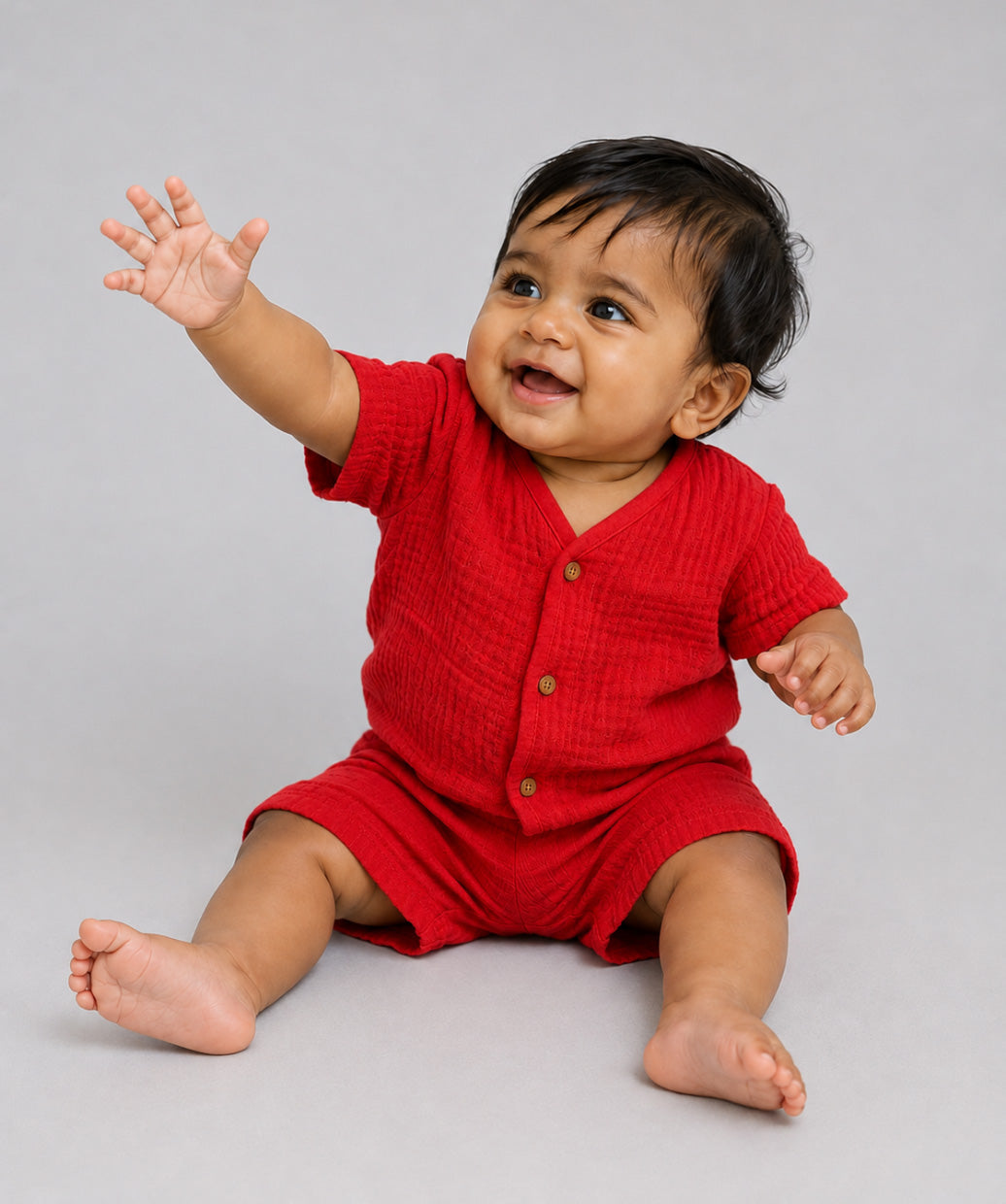 Muslin Crinkle Jabla Shorts Set - Half Sleeve
