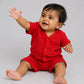 Muslin Bubble Crinkle Jabla-Shorts Set Half Sleeve - Carmine