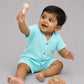 Muslin Bubble Crinkle Jabla-Shorts Set Half Sleeve - Solid Marine