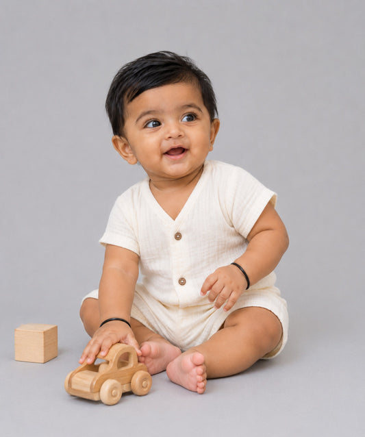 Muslin Bubble Crinkle Jabla-Shorts Set Half Sleeve - Cosmic