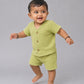 Muslin Bubble Crinkle Jabla-Shorts Set Half Sleeve - Palm Green