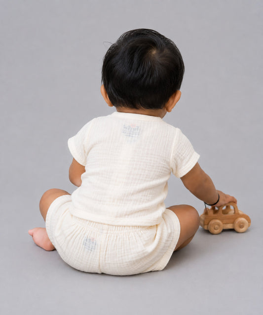 Muslin Bubble Crinkle Jabla-Shorts Set Half Sleeve - Cosmic