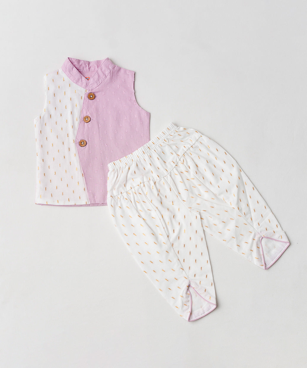 Lurex Dobby Waist Coat-Dhoti Pant - Fragrant Lilac