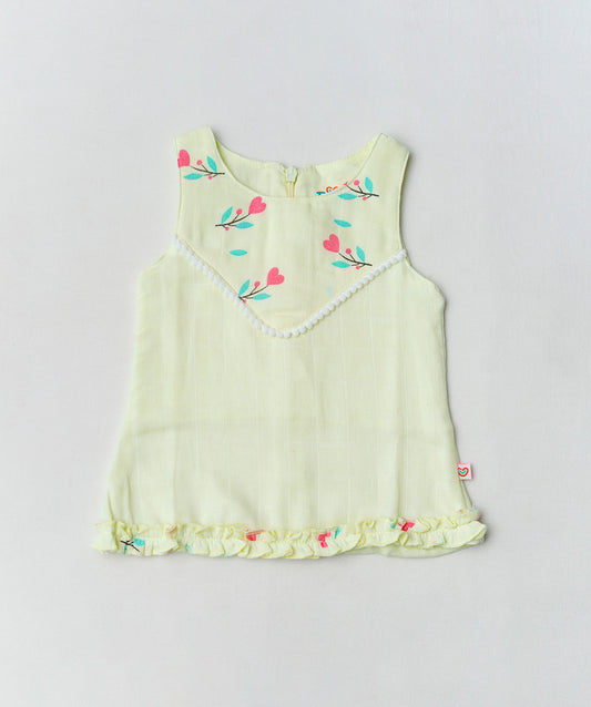 Muslin Boho Frock - Lime Cream Anthurium