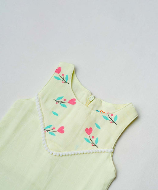 Muslin Boho Frock - Lime Cream Anthurium