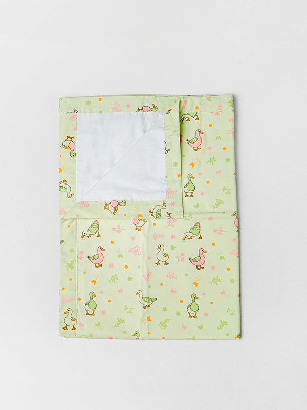 FIRSTIN Poplin Dohar (Mattress Protector/Receiving Sheet) - Lime Cream Runner Duck