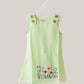Seer Sucker Muslin Shoulder Button  Frock With Embroidery Lt.Green