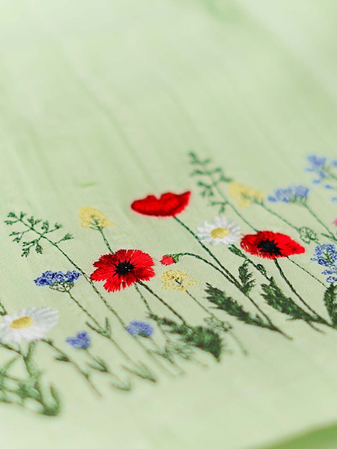 Seer Sucker Muslin Shoulder Button  Frock With Embroidery Lt.Green