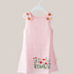 Seer Sucker Muslin Shoulder Button Frock With Embroidery Light Pink