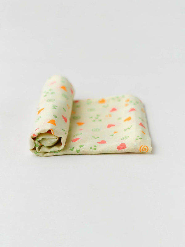 FIRSTIN Lt. Yellow Contours Muslin Towel - 70X70CM