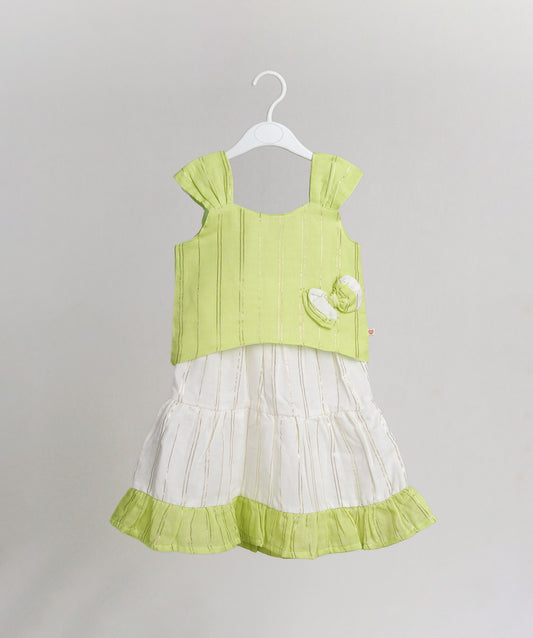 Ira Top With Skirt (Sleeveless) - Neon Green