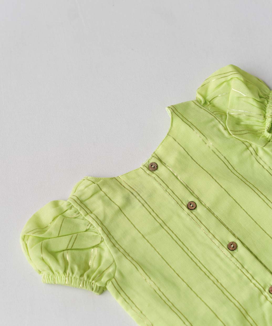 Ridhi Top With Skirt (Puff Sleeve) - Neon Green