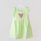 Seer Sucker Muslin Self Knotted Frock With Embroidery Lt. Green