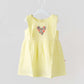 Seer Sucker Muslin Self Knotted Frock With Embroidery Lt. Yellow
