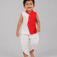 Lurex Dobby Waist Coat-Dhoti Pant - Carmine