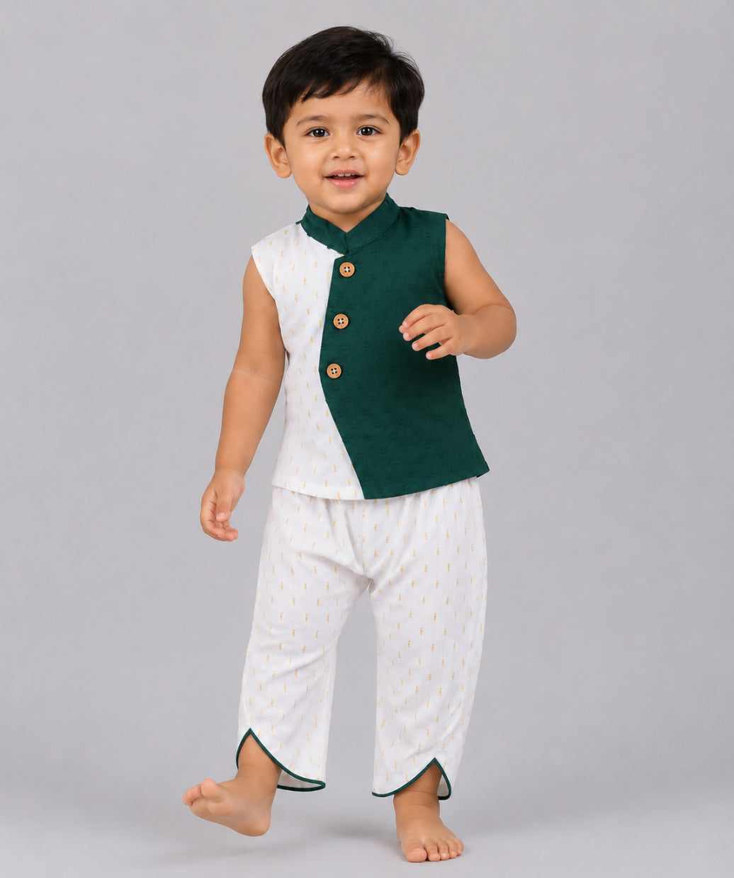 Lurex Dobby Waist Coat-Dhoti Pant - Opal