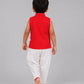 Lurex Dobby Waist Coat-Dhoti Pant - Carmine