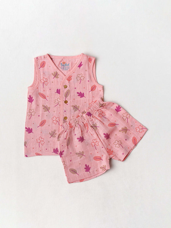 FIRSTIN Muslin Jabla-Shorts Set Sleeveless - Melon Pink Maple