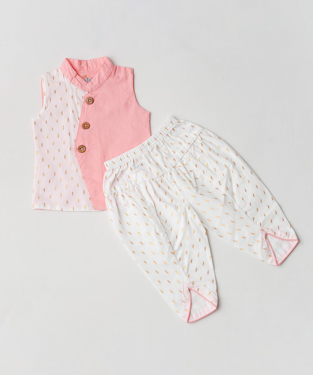 Lurex Dobby Waist Coat-Dhoti Pant - Melon Pink