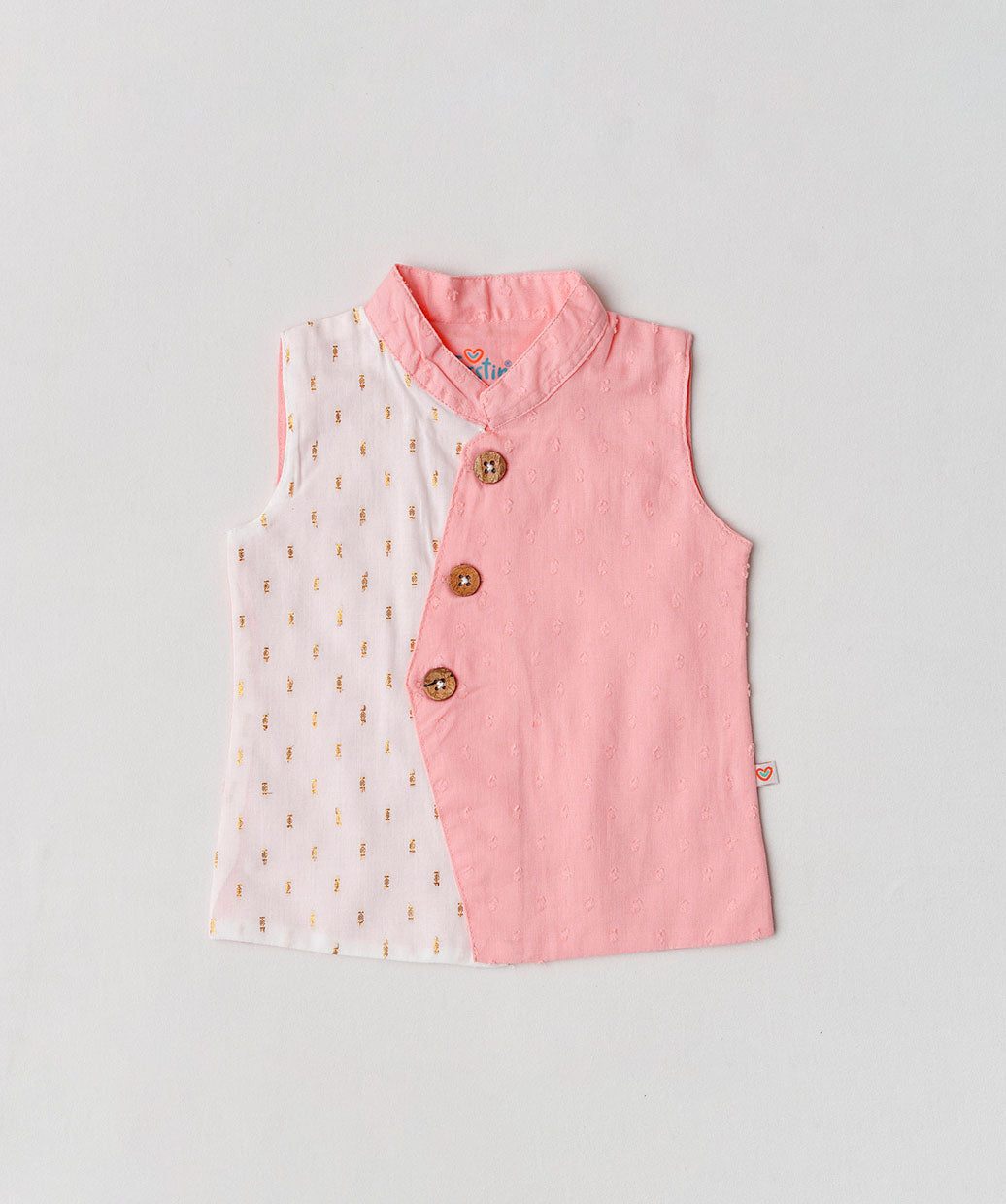 Lurex Dobby Waist Coat-Dhoti Pant - Melon Pink