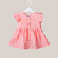 Swiss Dobby Half Sleeve Casual Frock - Melon Pink