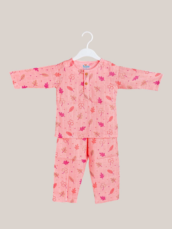 FIRSTIN Muslin Pyjamas Set - Melon Pink Maple